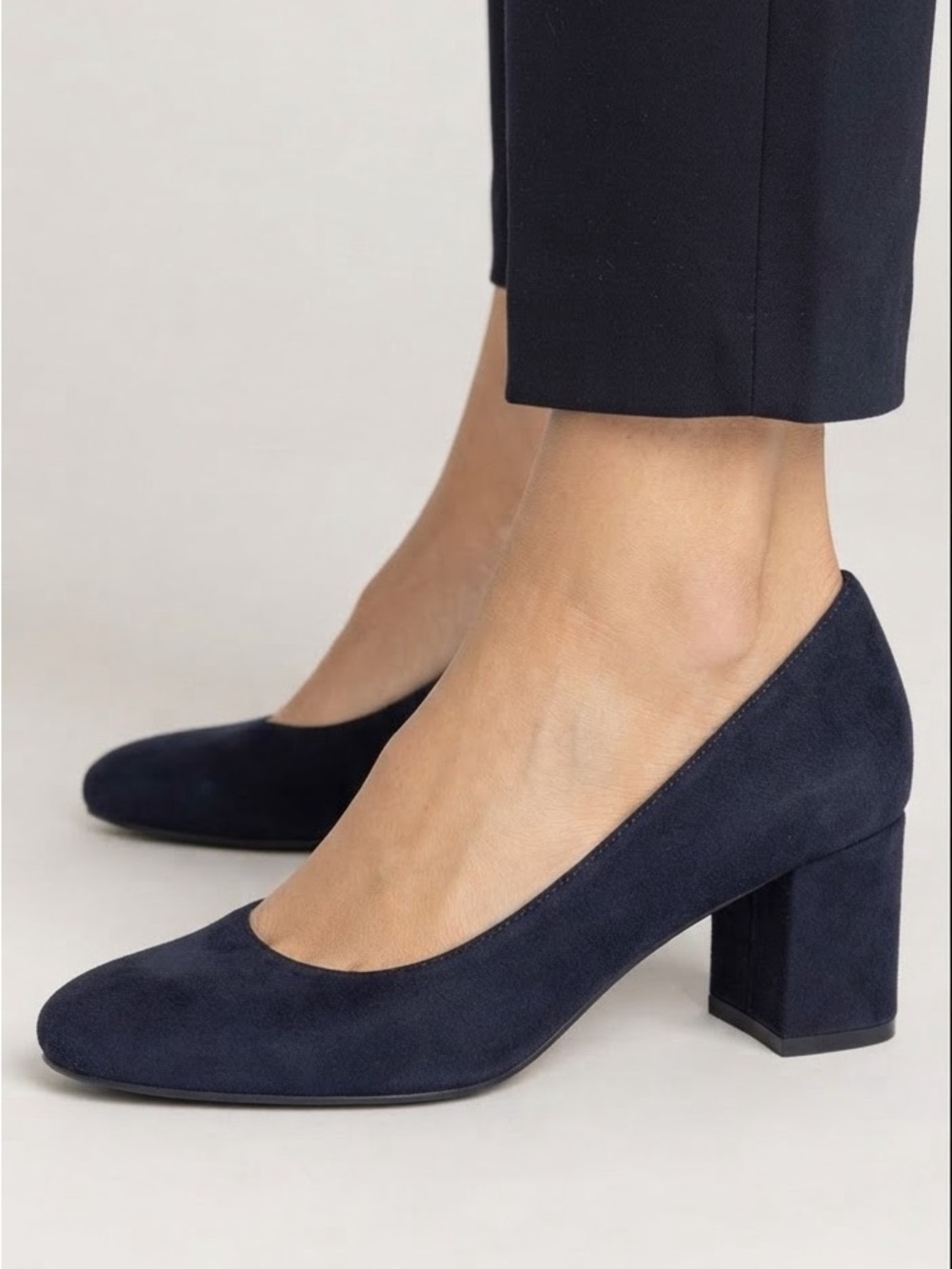 Talbots Navy Suede Block Heel Pumps
